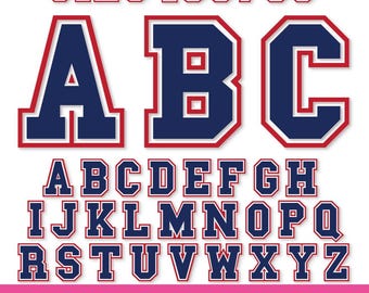 Layered Varsity Font SVG Alphabet for Cricut, Layered Varsity Letters Cut Files
