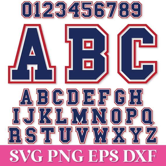 Layered Varsity Font SVG Alphabet for Cricut, Layered Varsity Letters Cut Files