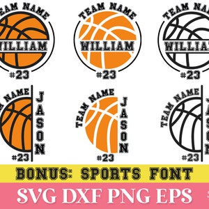 Basketball-Team Name SVG, Basketball Split Monogramm SVG, Basketball Mom Shirt SVG, Basketball Name Anzahl SVG, Basketball Familienteam SVG