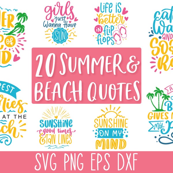 Summer SVG PNG Cut Files Bundle, Beach SVG Bundle Cricut, Funny Beach Svg, Beach Life Svg, Sun Svg File, Beach Hair Svg, Summer Shirt Svg