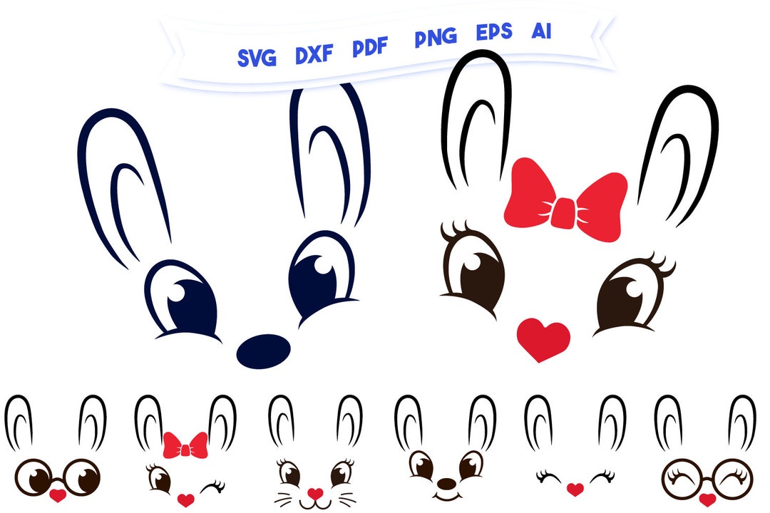 Cute Easter Bunny Face SVG, Cricut Silhouette Cut File - Etsy