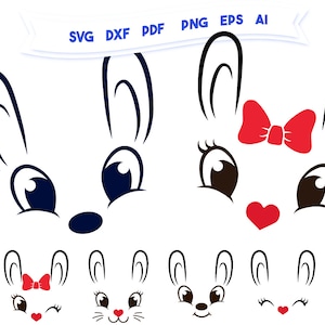 Lapin de Pâques SVG, SVG mignon lapin, visage de lapin SVG, visage de lapin Cricut, lapins de Pâques Cricut, mignon Pâques Svg, Svg Pâques, Svg Pâques fille