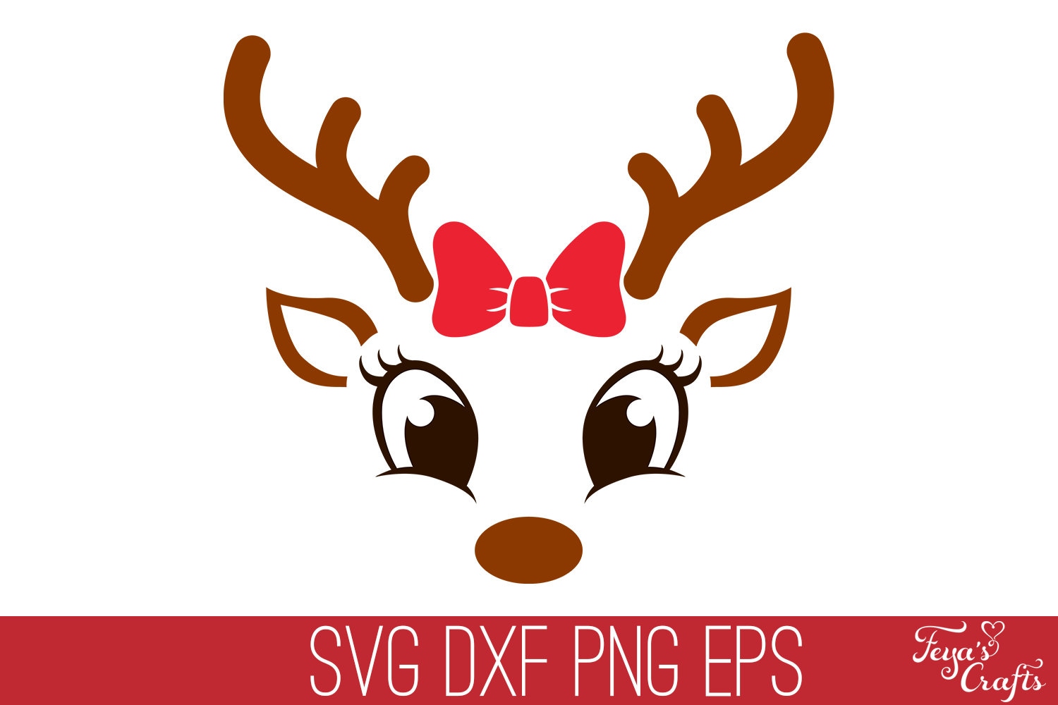 Girl Reindeer Face SVG DXF for Cricut Christmas Reindeer | Etsy Canada