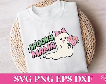 Spooky Mama Retro Halloween SVG, Cute Ghost SVG, Retro Halloween Ghost PNG, Retro Halloween Shirt Svg, Spooky Season Svg