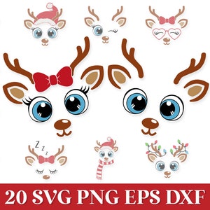 Faccia di renna di Natale Svg, Ornamento di renna PNG, Carino unicorno di renna Svg, Fiocco di renna per bambina Svg, Maglietta di renna per bambino Svg, Rentier Svg
