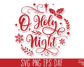 O, Holy Night - Round Christmas SVG File, Christmas Clipart, Round Christmas Cricut, Christmas SVG, Christmas Svg Cricut, Christmas Cut File