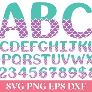 Alphabet SVG sirène, sirène police SVG Png, sirène lettres Svg, sirène chiffres Svg, sirène Svg Cricut, sirène anniversaire fête Svg Png,