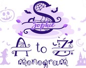 Halloween Monogram SVG Alphabet, Halloween Split Monogram Name SVG, Halloween Svg Cut Files, Halloween Alphabet Png, Halloween Font Svg