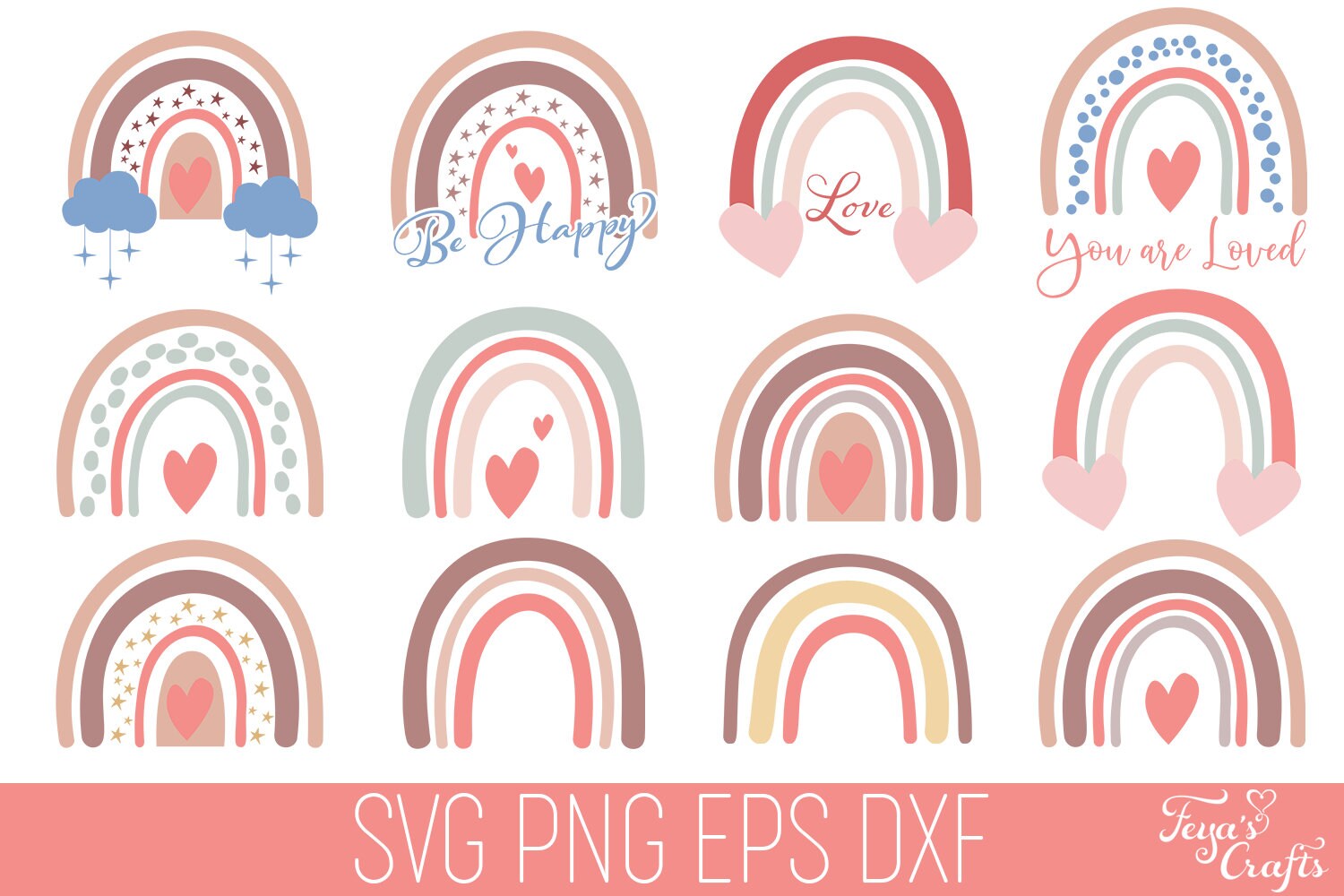 Boho Rainbow SVG Cut Files, Baby Nursery Clipart (digital Download) - Etsy