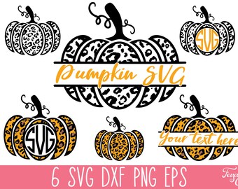 Leopard Print Pumpkin Monogram SVG PNG, Halloween Animal Print Pumpkin SVG, Leopard Pumpkin Sublimation, Halloween Pumpkin Svg Cricut