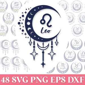 Sterrenbeelden SVG bundel, Zodiac Tumbler Design SVG, astrologie borden SVG, Boho Celestial Zodiac Svg, sterrenbeeld Svg, horoscoop Svg Png