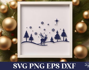 クリスマスシーンSVG、冬景色SVG、クリスマスビレッジPNG、メリークリスマスSVG、クリスマスレーザーカットSVG、クリスマスプロッターファイルSVG