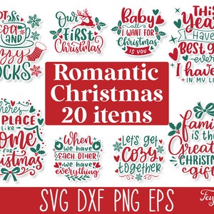 Paquete SVG de Navidad romántica, SVG mágico de Navidad, Svg de letrero navideño acogedor, Svg de noches de invierno, Svg navideño divertido, Svg de citas navideñas