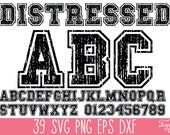 Distressed Varsity Font SVG, Distressed SVG Alphabet, Football SVG Alphabet, Distressed Letters Png, Distressed Numbers Svg, Grunge Font