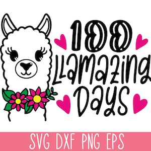 100 Llamasing Days SVG, 100 Days Svg, grappige lama Svg Cricut, lama Svg citaat, lama Clip Art Svg, schattige Svg-bestanden knippen, lama leraar Svg