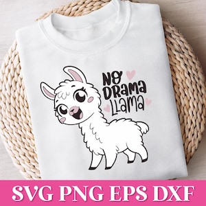 Geen drama lama SVG-bestand knippen, grappige lama SVG Cricut, alpaca Svg, schattige lama gezicht Svg, grappige sarcastische moeder Svg, lama citeer Svg Cricut