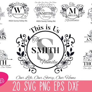 Family Monogram Svg Bundle, Mailbox Decal SVG, Family Name Svg, Mailbox Monogram Cut File, Mailbox Monogram Cricut, Family Monogram Cricut