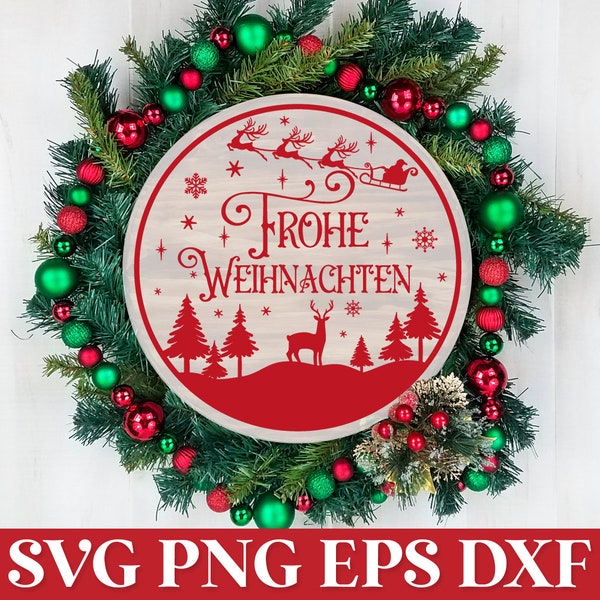 Frohe Weihnachten SVG, German Christmas SVG Ornament, Deutsche Weihnachten Plotter, Girlande Weihnachten SVG, Plotterdatei Weihnachten