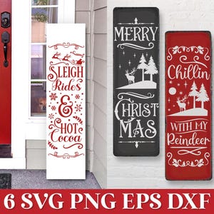 Porche de Noël signes SVG, signe de maison de Noël SVG, signe vertical de Noël SVG, Svg de décoration bois joyeux Noël, Svg de Noël à la ferme