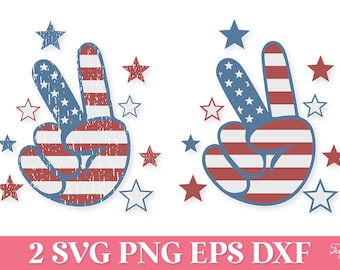 Amérique signe de paix SVG, signe de paix Amérique sublimation PNG, signe de paix groovy 4 juillet Svg, signe de paix rouge blanc bleu Svg, étoiles rayures Svg