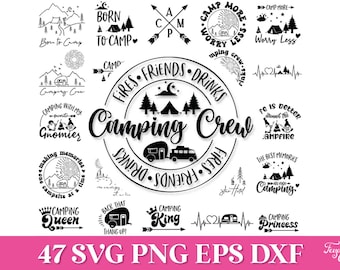 Camping SVG Bundle, Camping Crew SVG, Camp Life SVG, Campfire Svg, Funny Camping Gnomes Svg, Happy Camper Svg, Camping Plotterdatei Svg