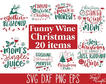 Roliga julvin SVG-citatpaket, rolig jul SVG, jul SVG-filer för Cricut, julordspråk Svg, juldryck Svg
