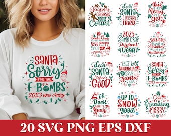 Funny Christmas SVG Quotes Bundle, Funny Christmas Ornament SVG, 2023 Christmas Quote Svg Cricut, Funny Christmas Shirt Svg, Funny Santa Svg