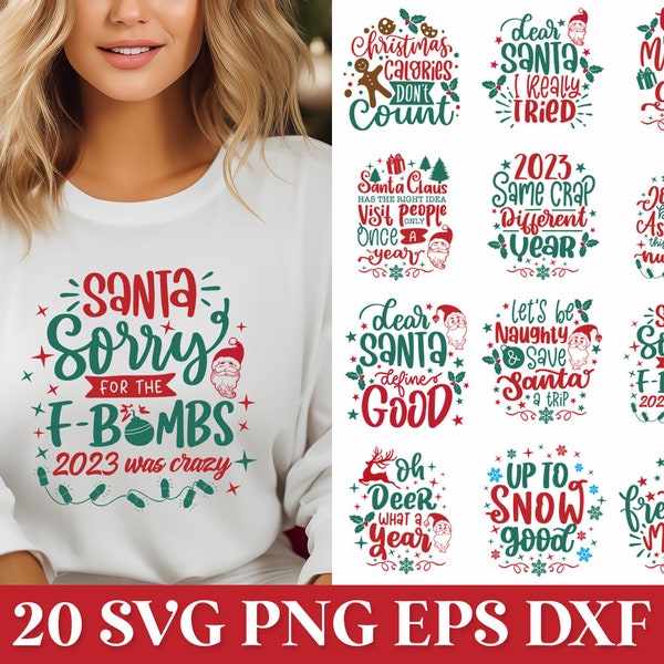 Funny Christmas SVG Quotes Bundle, Funny Christmas Ornament SVG, 2023 Christmas Quote Svg Cricut, Funny Christmas Shirt Svg, Funny Santa Svg