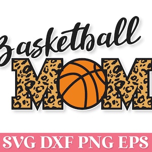 Mamá de baloncesto con estampado de leopardo SVG PNG, camiseta de mamá de baloncesto SVG, mamá de baloncesto Svg, clip art de baloncesto Png, mamá de baloncesto con estampado animal