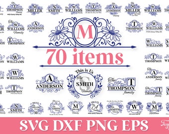 Archivo de corte SVG de monograma de apellido, paquete de calcomanías SVG para buzón, archivo de corte de monograma de buzón, monograma de buzón Cricut, monograma familiar SVG Cricut