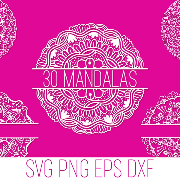 Mandala SVG-Bundle, Halbes Mandala SVG, Mandala SVG Cricut, Mandala Monogramm SVG, Mandala Monogramm Cricut, Mandala Design SVG, Mandala Aufkleber