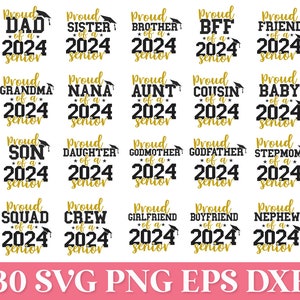 Proud Mom of a 2024 Senior SVG Png, Proud Senior Family SVG, Proud ...