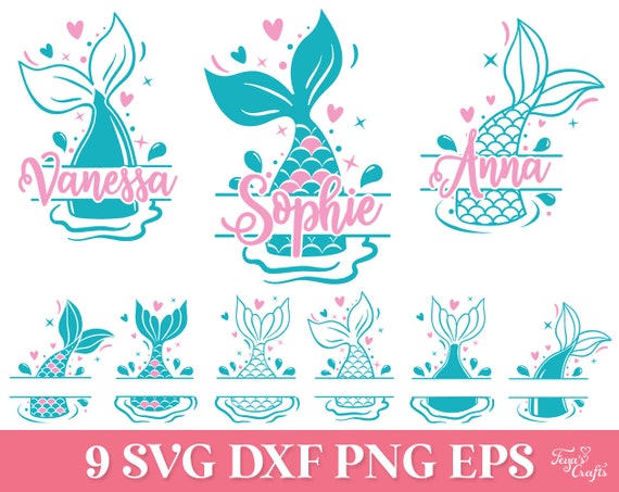Mermaid Tail Split Monogram SVG, Mermaid Tail SVG Png, Mermaid Scales SVG, Mermaid Birthday Svg, Mermaid Cake Topper Svg, Mermaid Cricut Svg