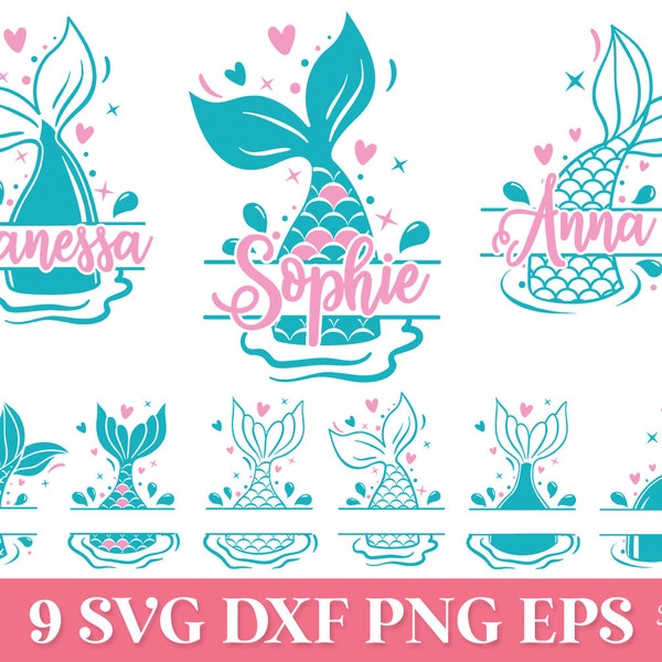 Meerjungfrau Schwanz Split-Monogramm SVG, Meerjungfrau Schwanz SVG Png, Meerjungfrau Skalen SVG, Meerjungfrau Geburtstag SVG, Meerjungfrau Kuchen Topper svg, Meerjungfrau Cricut svg