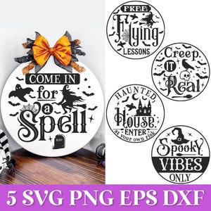 Ronde Halloween deur ondertekent SVG, ronde Halloween SVG PNG, ronde Halloween deur Hanger Svg, Halloween Svg citaten, Halloween laser gesneden Svg