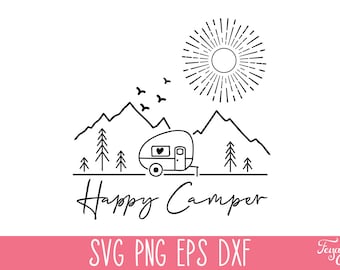 Happy Camper SVG PNG, Camping SVG Cricut, Camping Shirt Svg, Camp Life Svg, Adventure Svg, Glamping Svg, Funny Camping Svg Vector