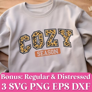 Saison douillette SVG, SVG saison douillette, saison douillette sweat Png, SVG saison douillette en détresse, citrouille saison, Svg léopard pour Thanksgiving