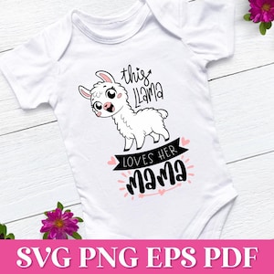 Deze lama houdt van haar mama gesneden SVG-bestand, grappige lama SVG Cricut, alpaca Svg, schattige lama gezicht Svg, grappige sarcastische moeder Svg, lama citaat Cricut