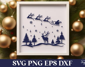 クリスマスシーンSVG、冬景色SVG、クリスマスビレッジPNG、メリークリスマスSVG、クリスマスレーザーカットSVG、クリスマスプロッターファイルSVG