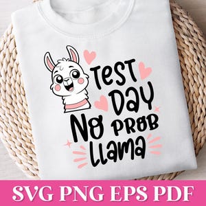 Test Day No Probllama SVG-bestand knippen, grappige lama SVG Cricut, alpaca Svg, schattige lama gezicht Svg, grappige sarcastische moeder Svg, lama citaat Cricut