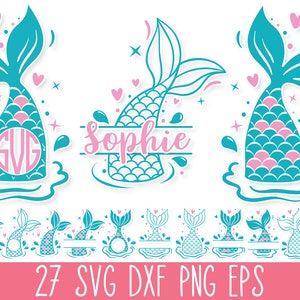 Meerjungfrau Schwanz SVG PNG, Meerjungfrau Schwanz Monogramm SVG, Meerjungfrau Schwanz Split SVG, Meerjungfrau zwarte Cricut, Meerjungfrau Geburtstag SVG, Meerjungfrau Kuchen Topper SVG