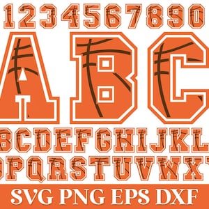 Font Basket SVG, Lettere Basket SVG PNG, Numeri Basket SVG PNG, Alfabeto Basket SVG, Alfabeto Sportivo SVG, Font Varsity SVG