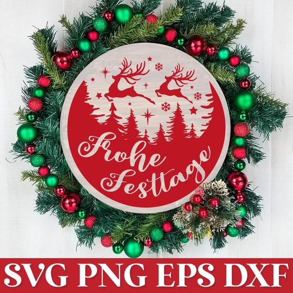Frohe Festtage Plotter SVG, German Christmas SVG Ornament, Deutsche Weihnachten Plotter, Girlande Weihnachten SVG, Plotter Weihnachten