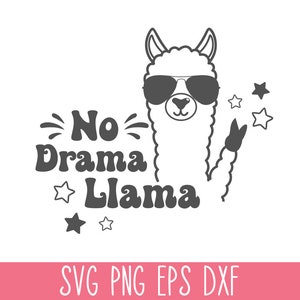 Geen drama lama SVG-bestand knippen, grappige lama SVG Cricut, alpaca Svg, schattige lama gezicht Svg, grappige moeder Svg, sarcastische moeder Svg, lama zonnebril Svg