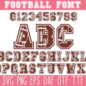 Football SVG Alphabet, Football Numbers Svg Png, Varsity Font, Football Font SVG, Sports Font SVG, Football Letters Svg, University Font Svg
