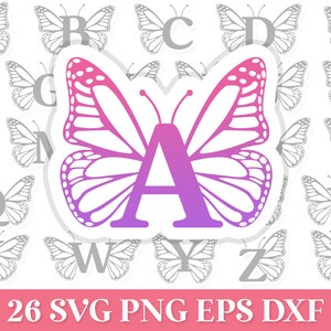 Monograma de borboleta SVG, Alfabeto de borboleta SVG, Letras de borboleta PNG Svg, Nome de borboleta Svg Png, Fonte de borboleta Svg, Schmetterling Svg