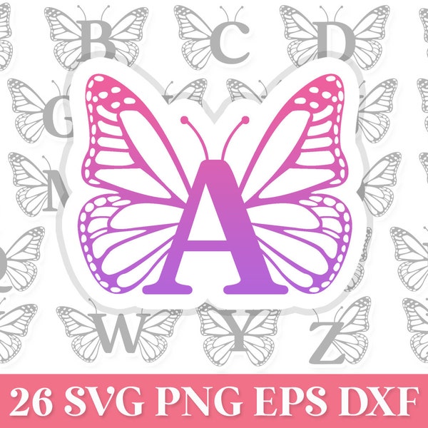 Butterfly Monogram SVG, Butterfly Alphabet SVG, Butterfly Letters PNG Svg, Butterfly Name Svg Png, Butterfly Font Svg, Schmetterling Svg