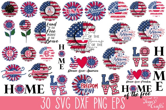 4th of July SVG Bundle, Fourth of July SVG Png, Patriotic Sunflower Svg Png, American Flag Sunflower SVG, 4th July Sunflower Shirt Png