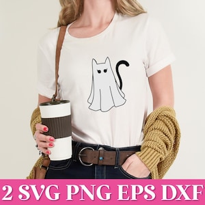 Halloween Ghost Cat SVG, Cute Ghost Cat SVG, Spooky Season SVG, Ghost Cat Pumpkin Svg, Cute Halloween Cat Svg, Halloween Cat Shirt Svg