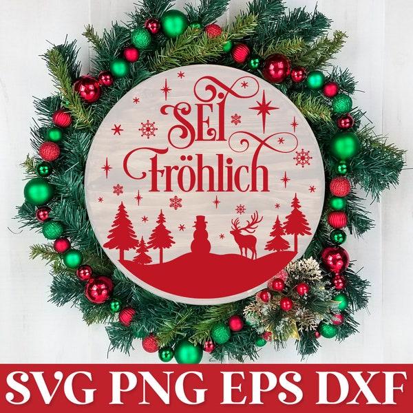 Sei Frohlich Plotter SVG, German Christmas SVG Ornament, Deutsche Weihnachten Plotter, Girlande Weihnachten SVG, Plotter Weihnachten